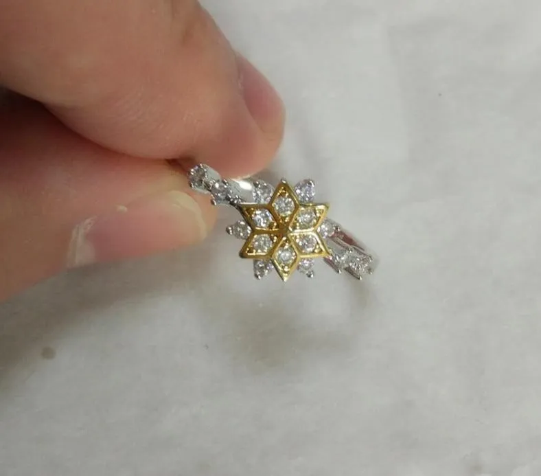 Cute Dainty Women's Snowflake Finger Rings Delicate Rings Jewelry Gold Color Separations Elegant Wedding Rings