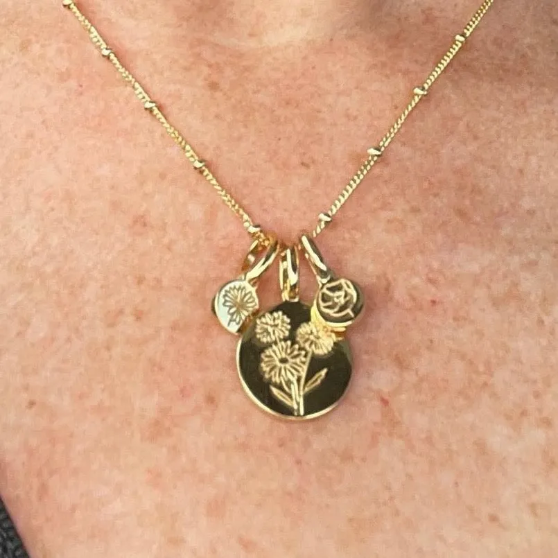 Daffodil Necklace With Initial - March Flower