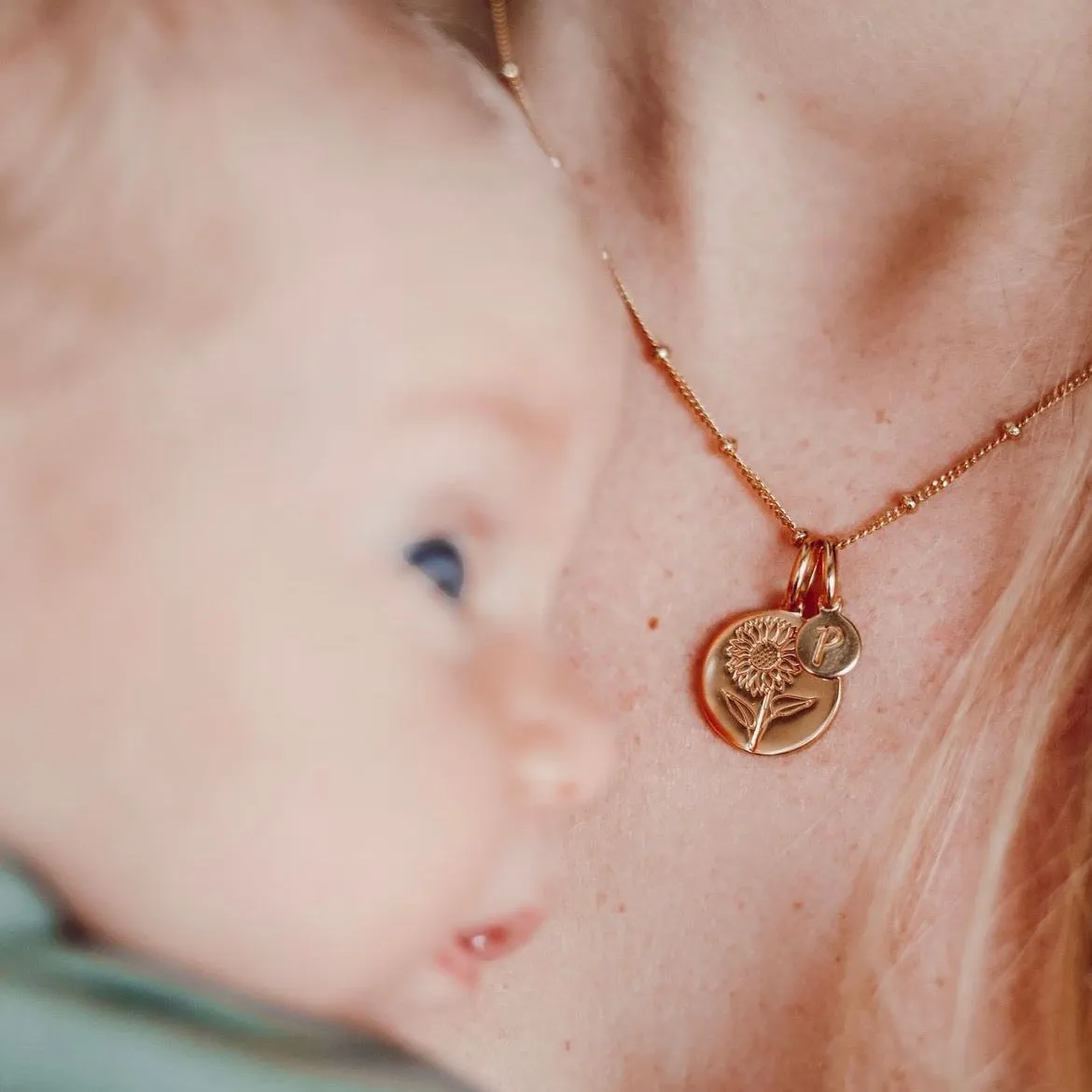 Daffodil Necklace With Initial - March Flower