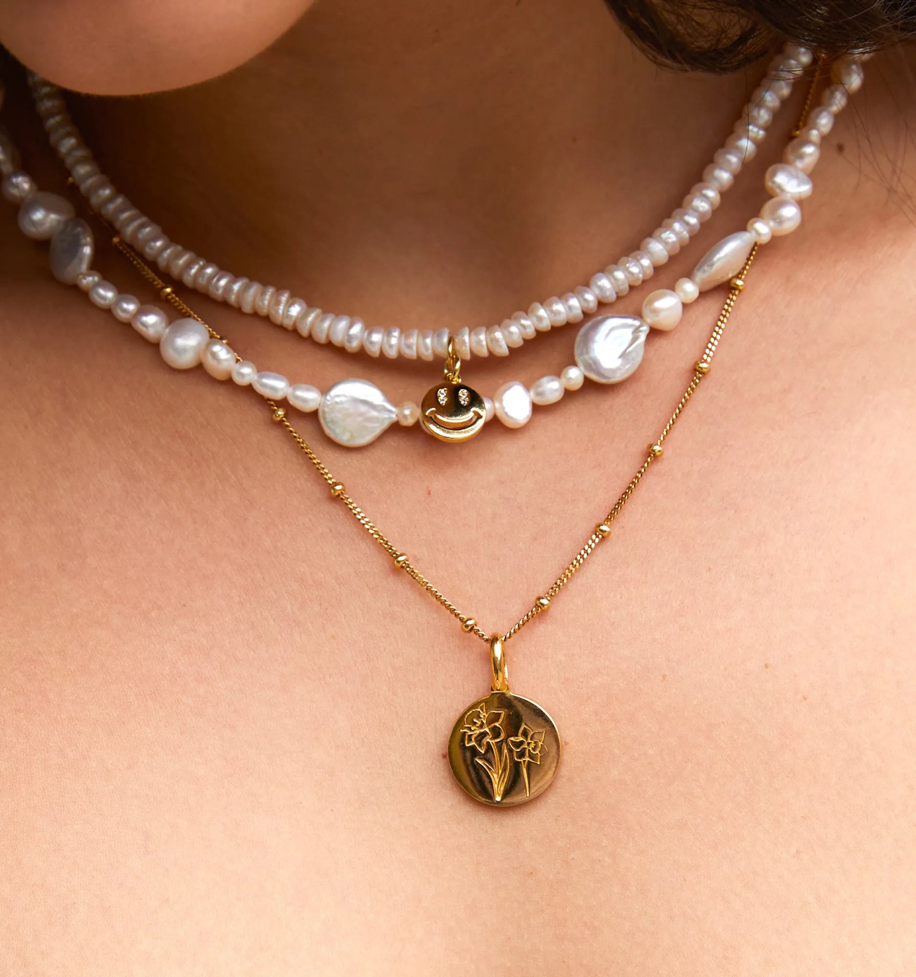 Daffodil Necklace With Initial - March Flower