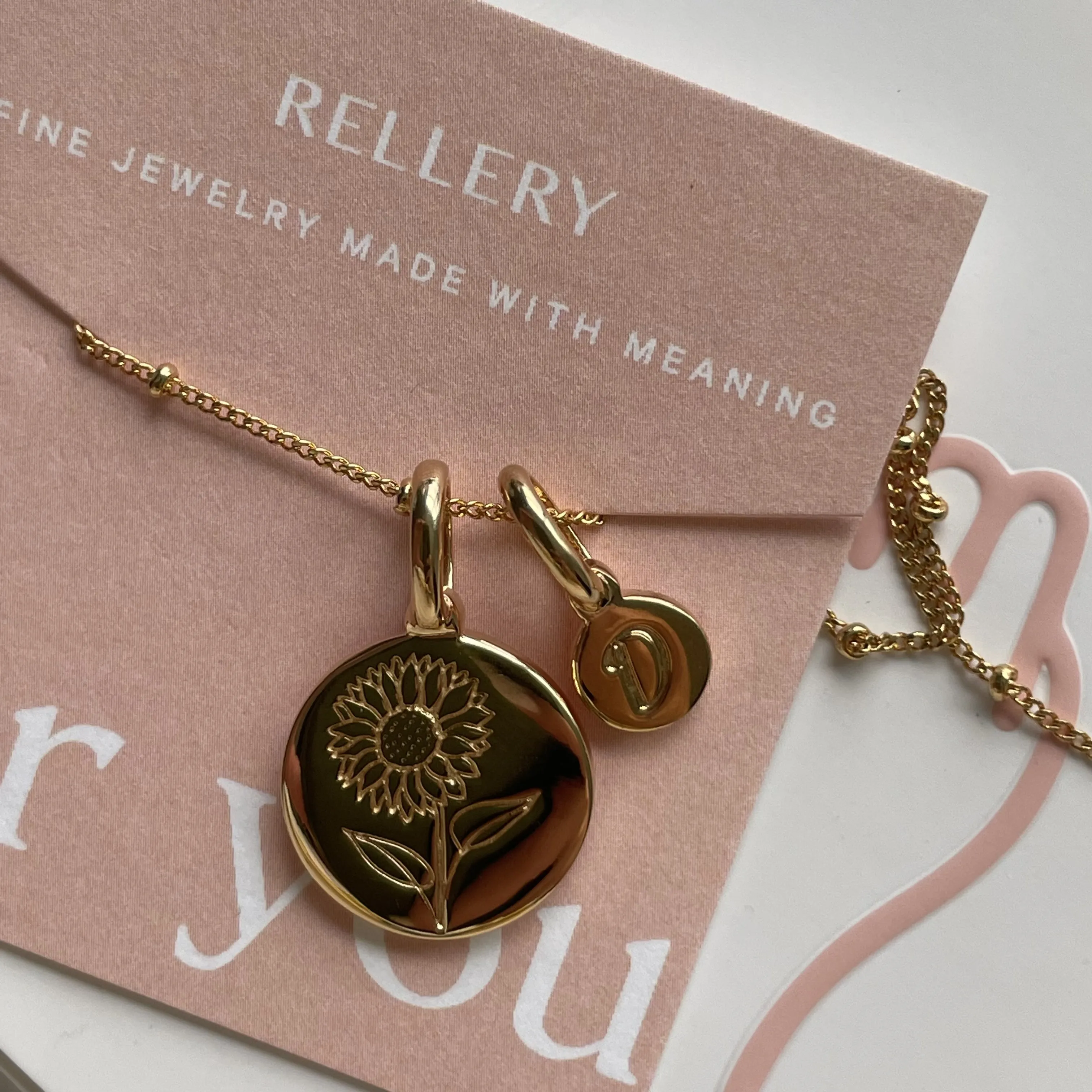 Daffodil Necklace With Initial - March Flower