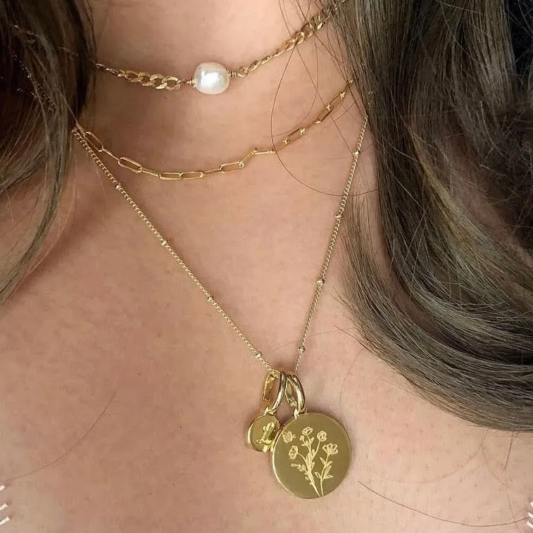 Daffodil Necklace With Initial - March Flower