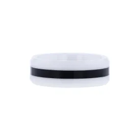 Dalton White and Black Ceramic Wedding Ring