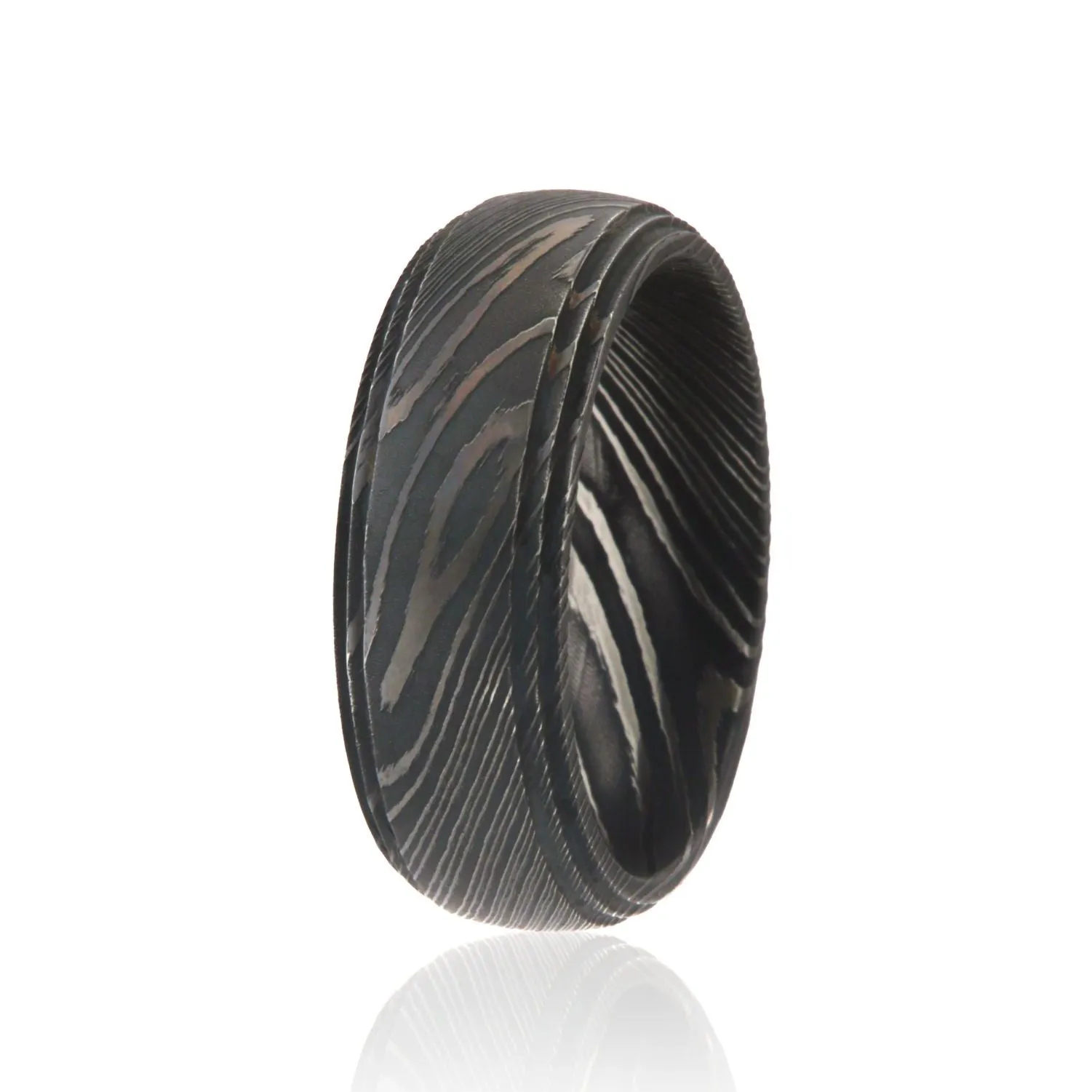 Damascus Steel Band Premium Wedding Ring 8mm Wide Comfort Fit