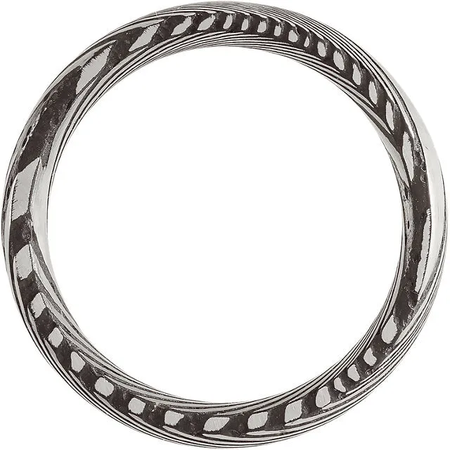 Damascus Steel Dome Shape 8 mm Patterned Comfort Fit Band