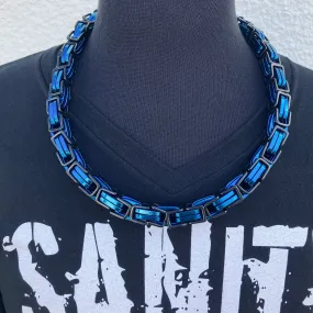 Daytona Necklace - Blue & Black - Road King - 3/4 inch wide