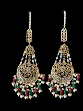 DER166 Romana ruby  emerald statement jhoomar earrings ( READY TO SHIP )