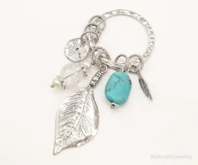 Designer Silpada Leaves Turquoise Quartz Charms Sterling Silver Pendant