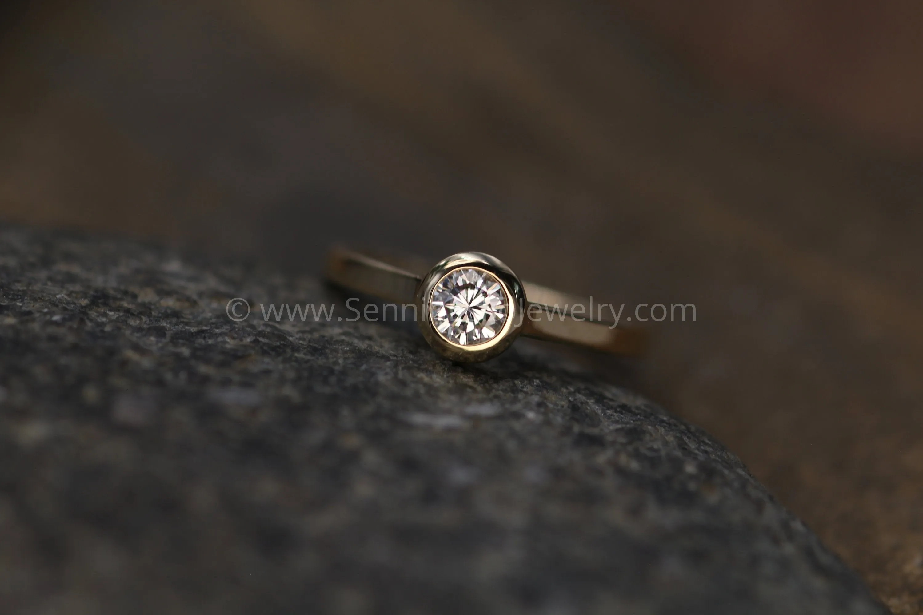 Diamond Peekaboo Yellow Gold Hand Made Vintage Inspired Engagement Ring