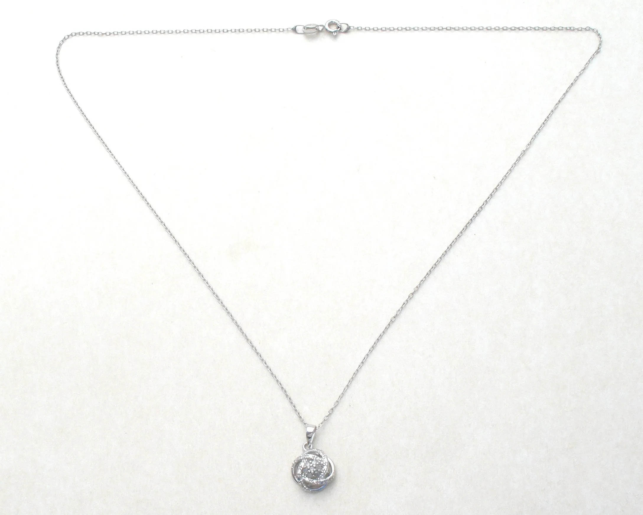 Diamond Pendant Necklace Sterling Silver 18"