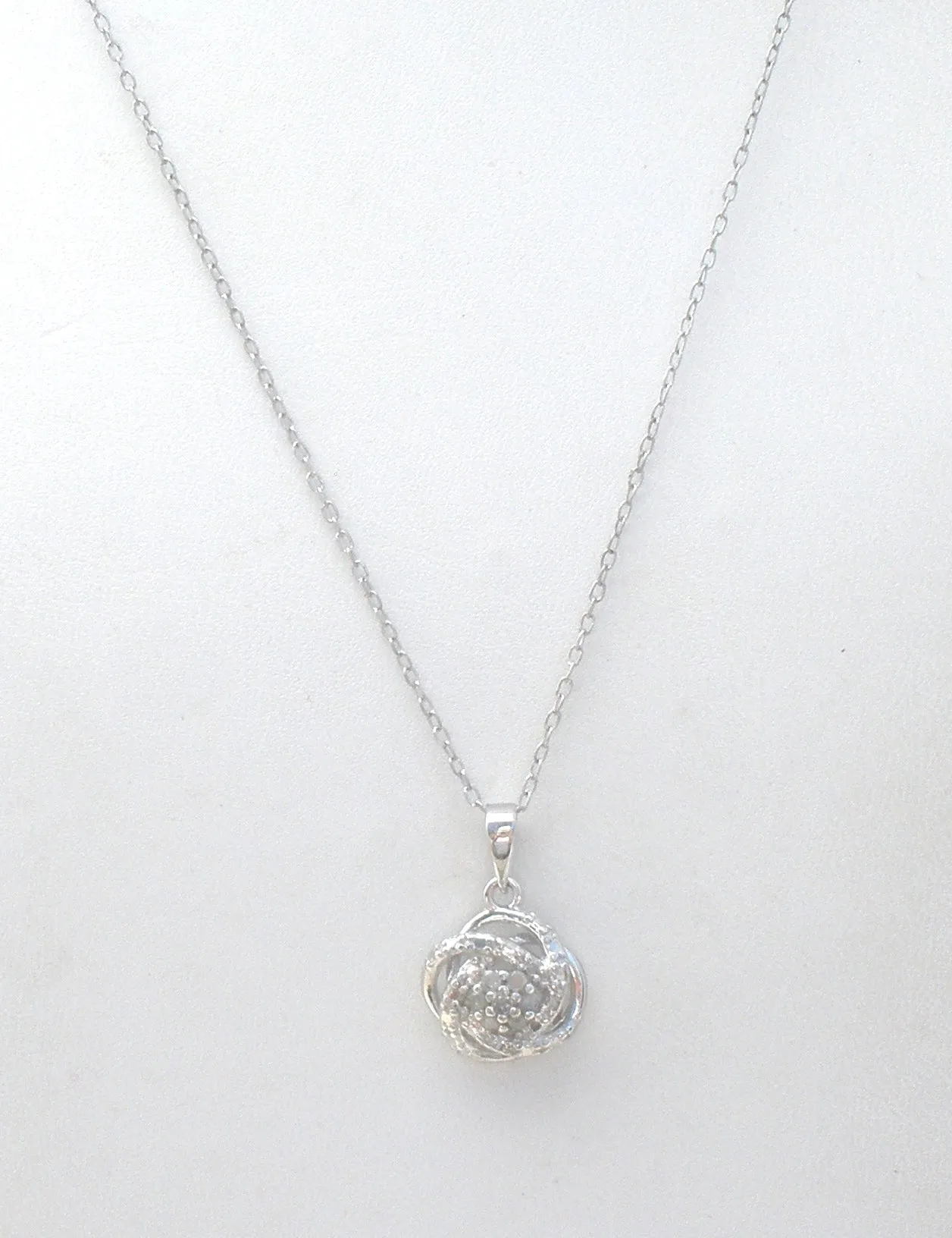 Diamond Pendant Necklace Sterling Silver 18"