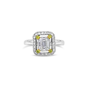 Diamond Ring with Yellow Diamond Accents