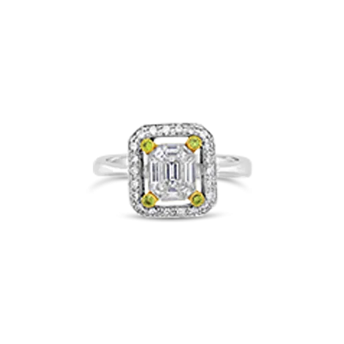 Diamond Ring with Yellow Diamond Accents