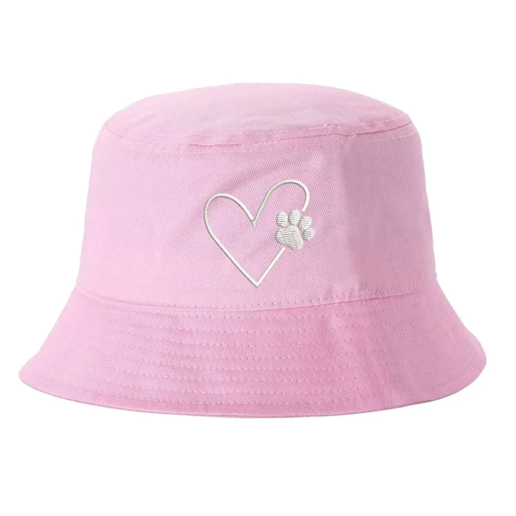 Dog Paw Heart Bucket Hat