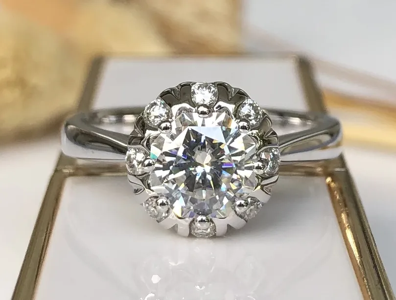 doveggs octagon 2 carat 18k white gold moissanite engagement ring