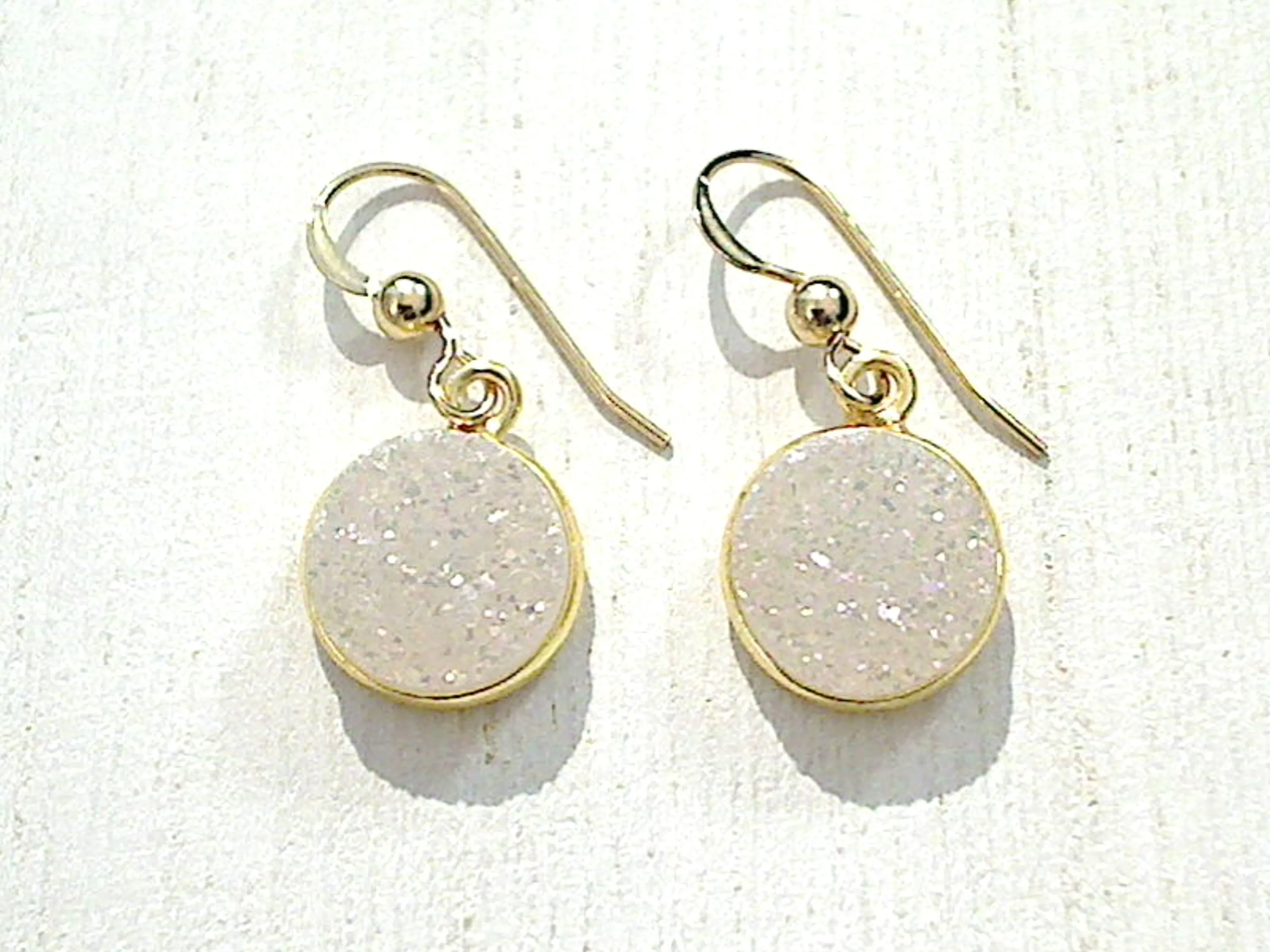 Druzy Quartz, Gold Filled Earrings