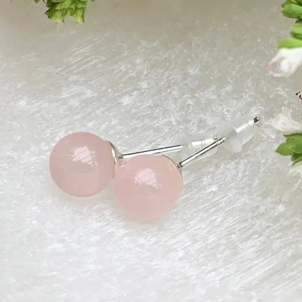 Earrings - Rose Quartz Studs