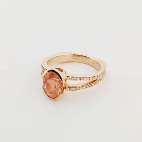 ELEGANT PEACH RING with Schiller Oregon Sunstone