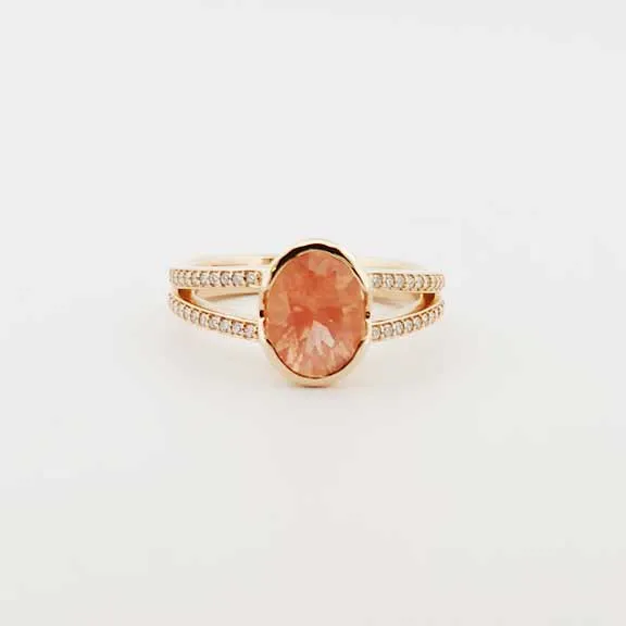 ELEGANT PEACH RING with Schiller Oregon Sunstone