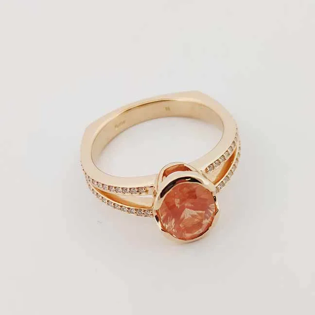 ELEGANT PEACH RING with Schiller Oregon Sunstone