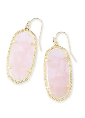 Elle Earring Gold Rose Quartz by Kendra Scott