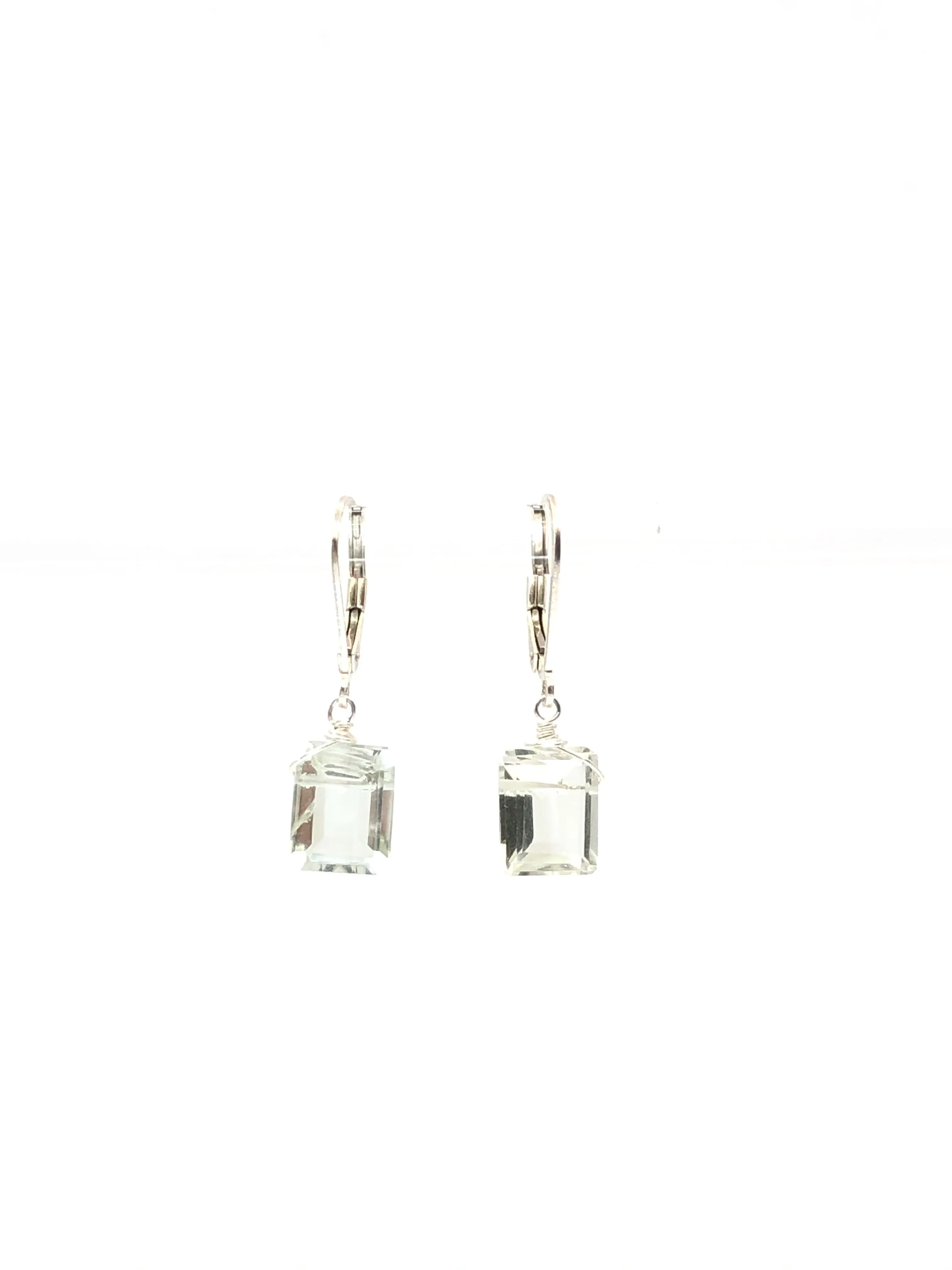 Emerald cut Green Amethyst earrings gold fill