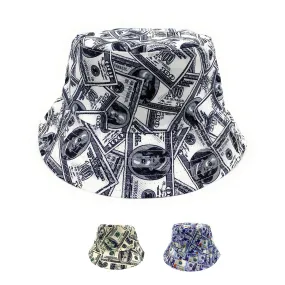 Empire Cove 100 Dollar Bill Money Bucket Hat Reversible Fisherman Cap Women Men