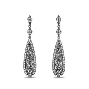 Enchanted Disney Fine Jewelry 14k White Gold with 1/2cttw Diamond and Rutile Quartz Maleficent Earrings