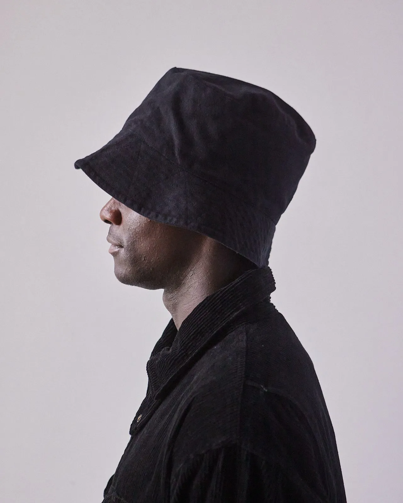 Engineered Garments Bucket Hat, Black Moleskin