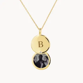 Engravable Circle Flip Locket Necklace in Gold