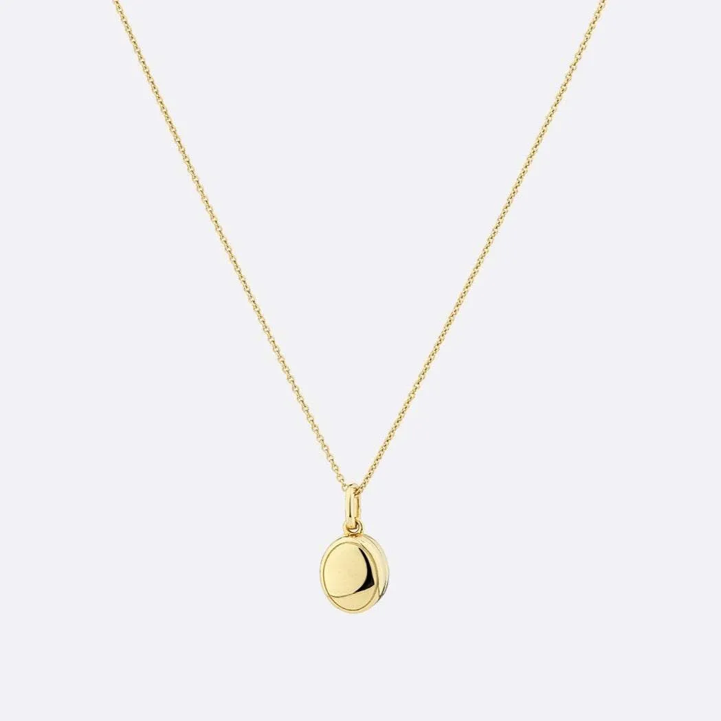 Engravable Oval Mini Locket Necklace in Gold