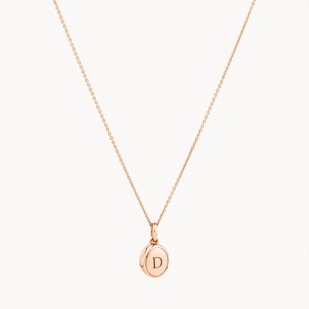 Engravable Oval Mini Locket Necklace in Rose Gold