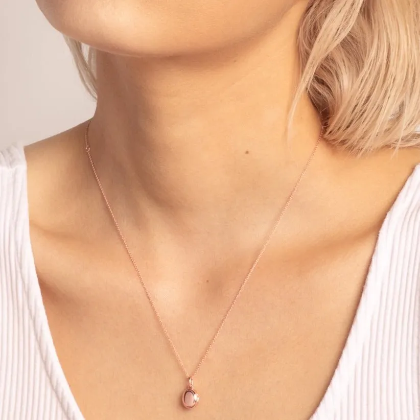 Engravable Oval Mini Locket Necklace in Rose Gold