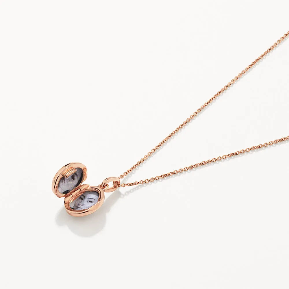 Engravable Oval Mini Locket Necklace in Rose Gold