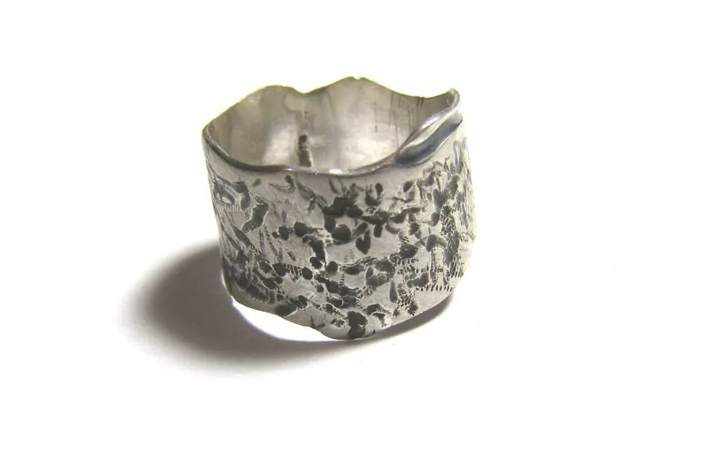 Engraved Silver Band Ring