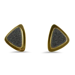 Estate 14k Yellow Gold Drusy Quartz Stud Earrings