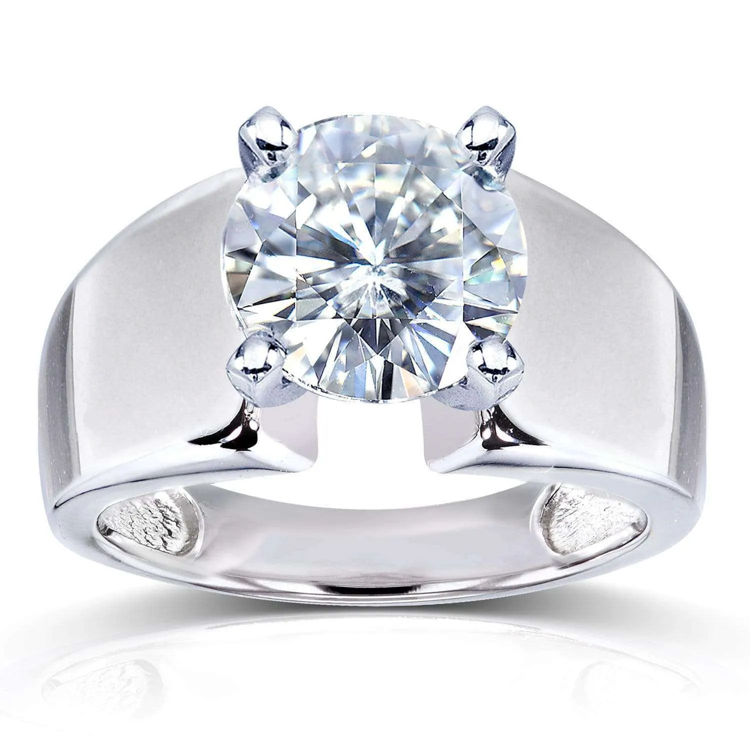 Extra Wide Ring - Round Brilliant 3ct Moissanite