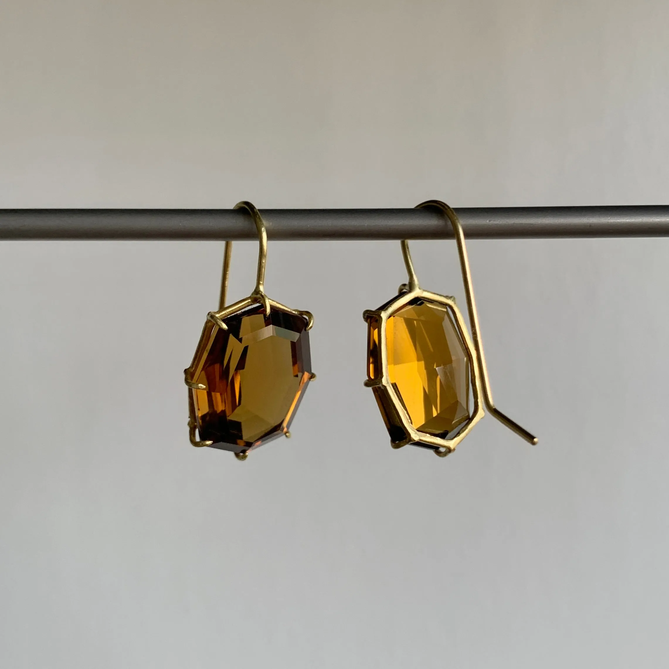 Faceted Octagon Cinnamon Quartz Earrings