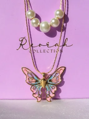 Fairy Elina Butterfly and Mermaid Pearl Necklace Set