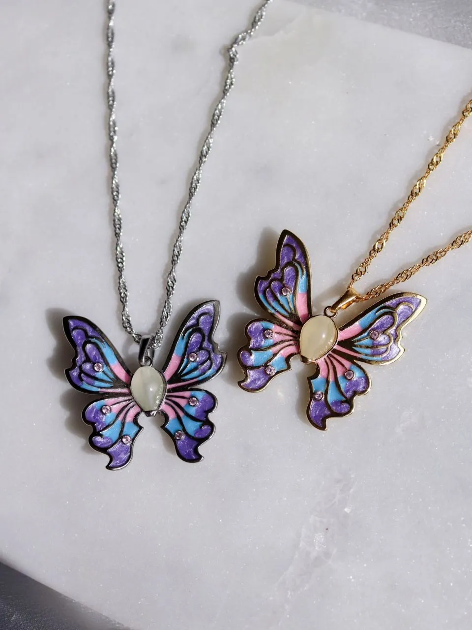 Fairy Elina Butterfly Glowing Necklace, Mermaid Necklace, Mariposa Pendant