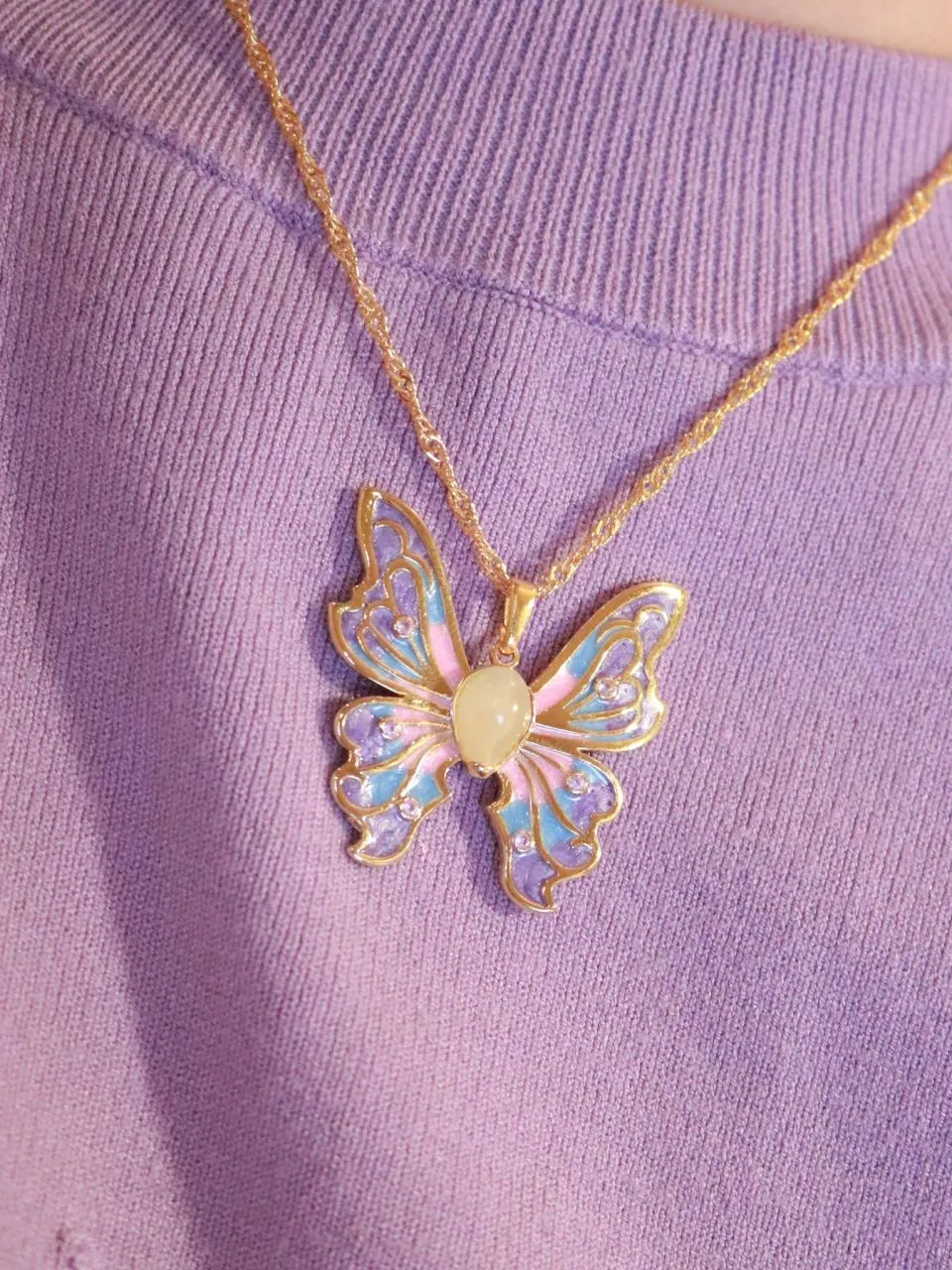 Fairy Elina Butterfly Glowing Necklace, Mermaid Necklace, Mariposa Pendant