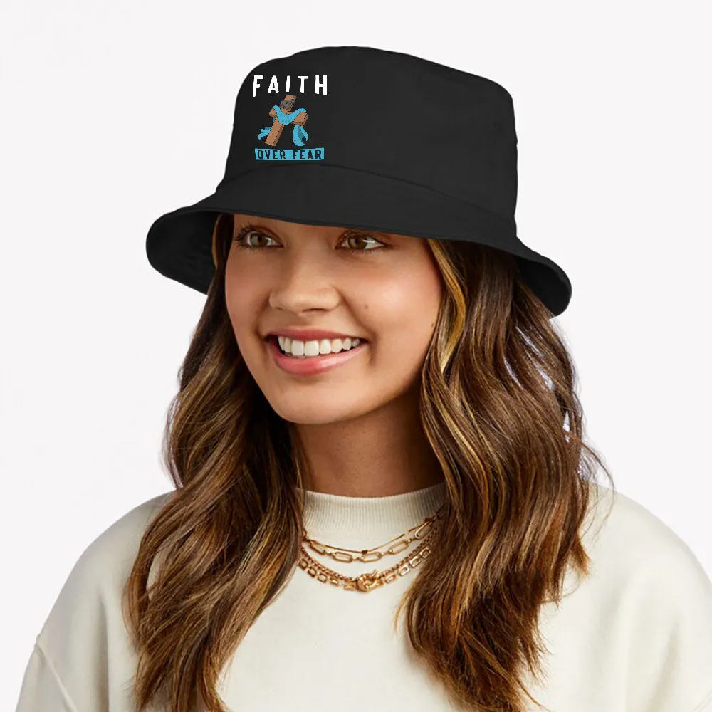 Faith Over Fear Christian Prayer Jesus Devotee Jesus Bucket Hat