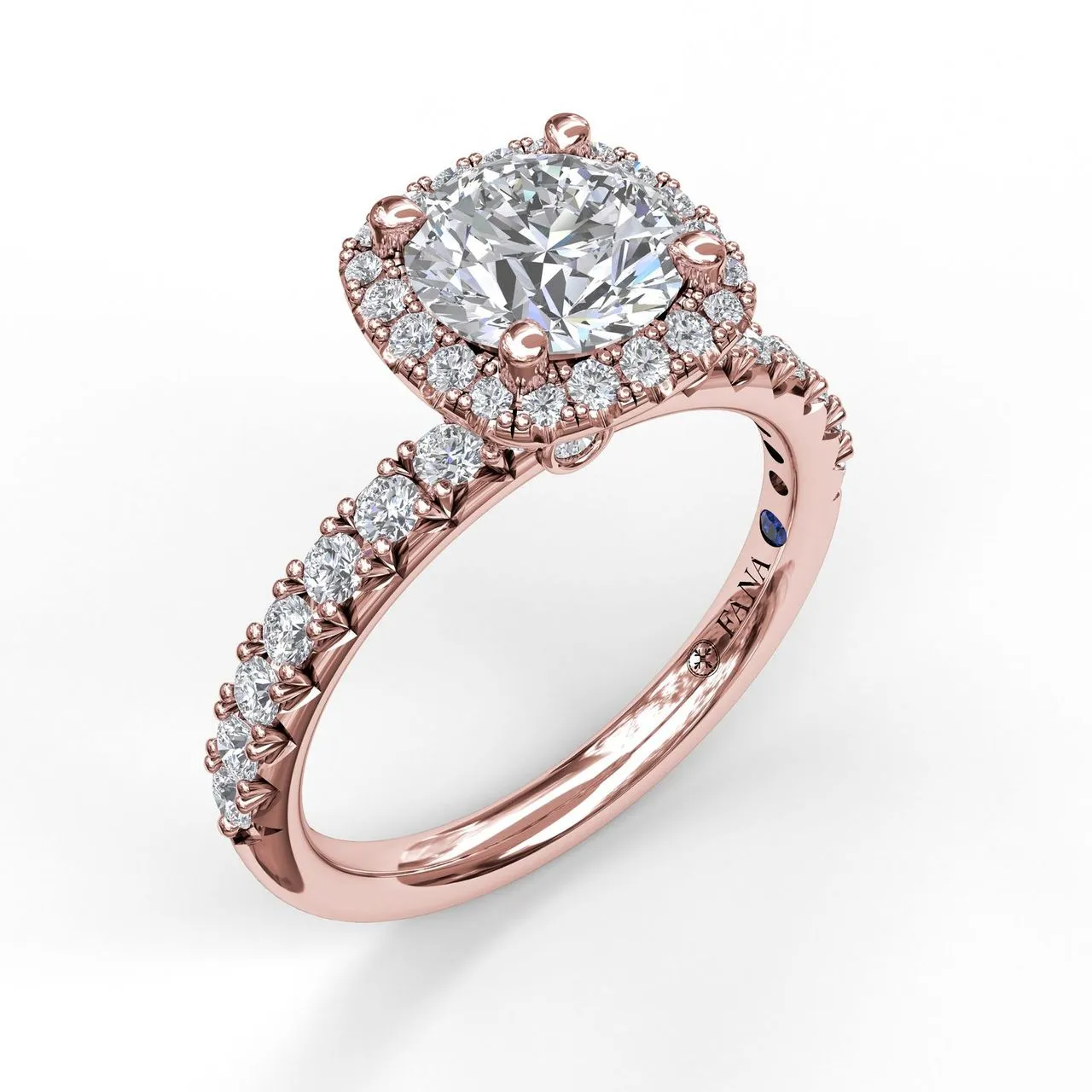 Fana Classic Diamond Halo Engagement Ring with a Gorgeous Side Profile 3817