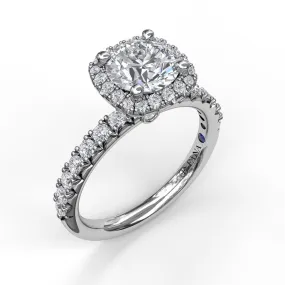 Fana Classic Diamond Halo Engagement Ring with a Gorgeous Side Profile 3817