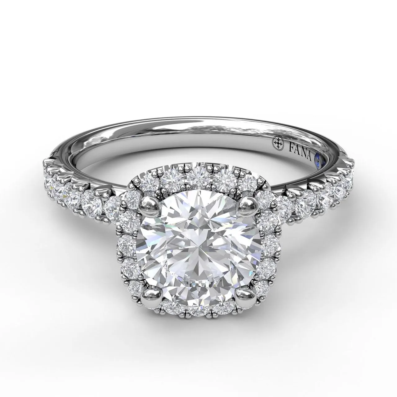 Fana Classic Diamond Halo Engagement Ring with a Gorgeous Side Profile 3817