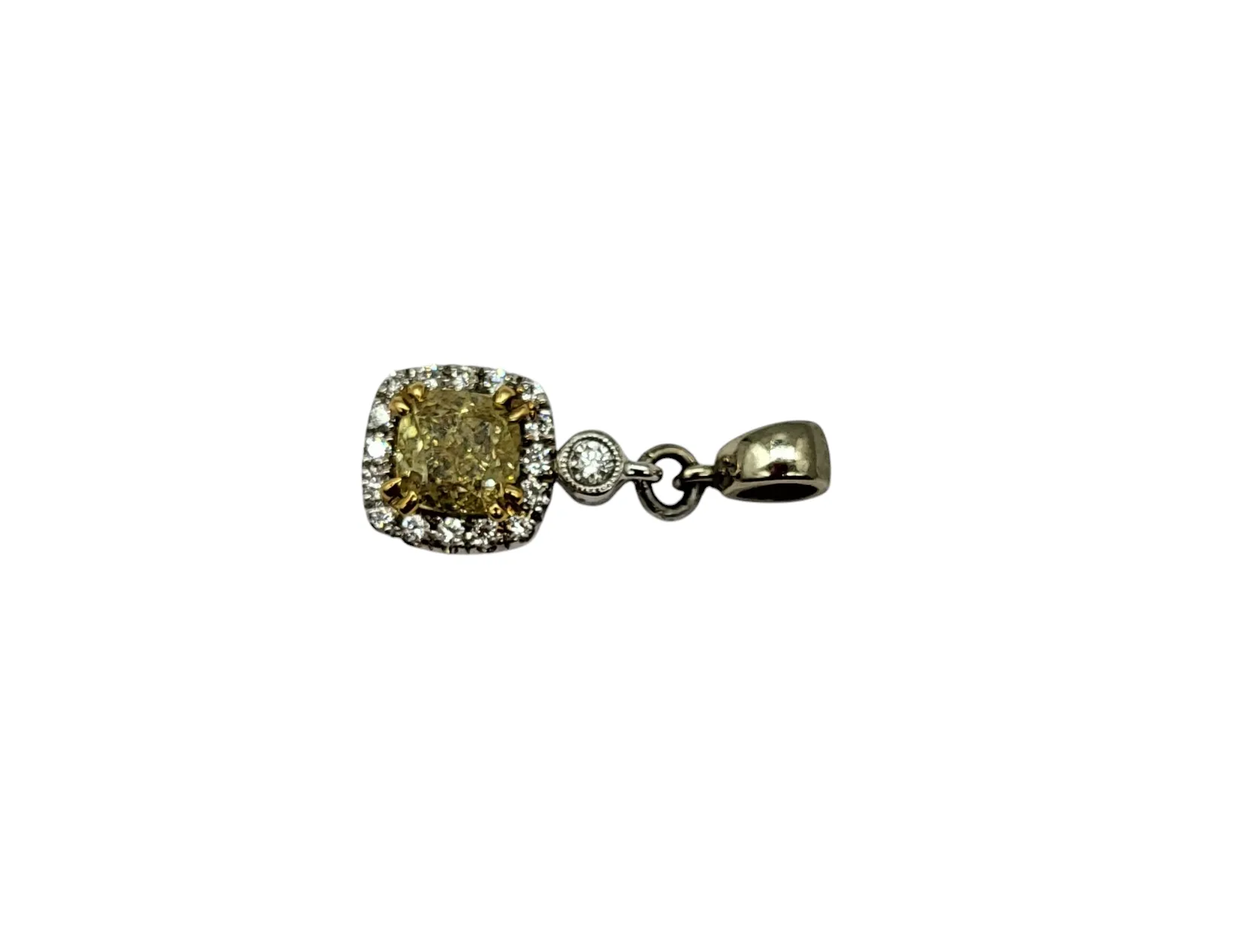 Fancy Yellow Diamond Pendant with Diamond Halo