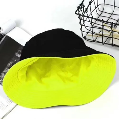 Fashion Solid Color Flat Cotton Reversible Fisherman Sun Hat Bucket Cap Folding Design Anti-Sunlight Reversible Bucket Hat