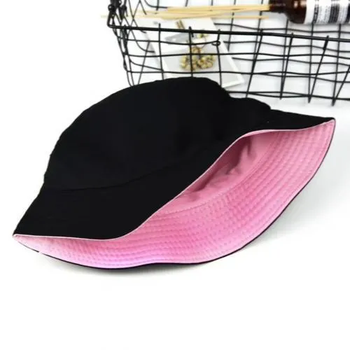 Fashion Solid Color Flat Cotton Reversible Fisherman Sun Hat Bucket Cap Folding Design Anti-Sunlight Reversible Bucket Hat