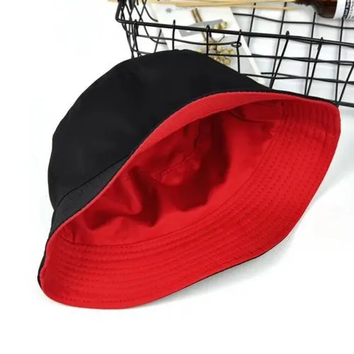 Fashion Solid Color Flat Cotton Reversible Fisherman Sun Hat Bucket Cap Folding Design Anti-Sunlight Reversible Bucket Hat