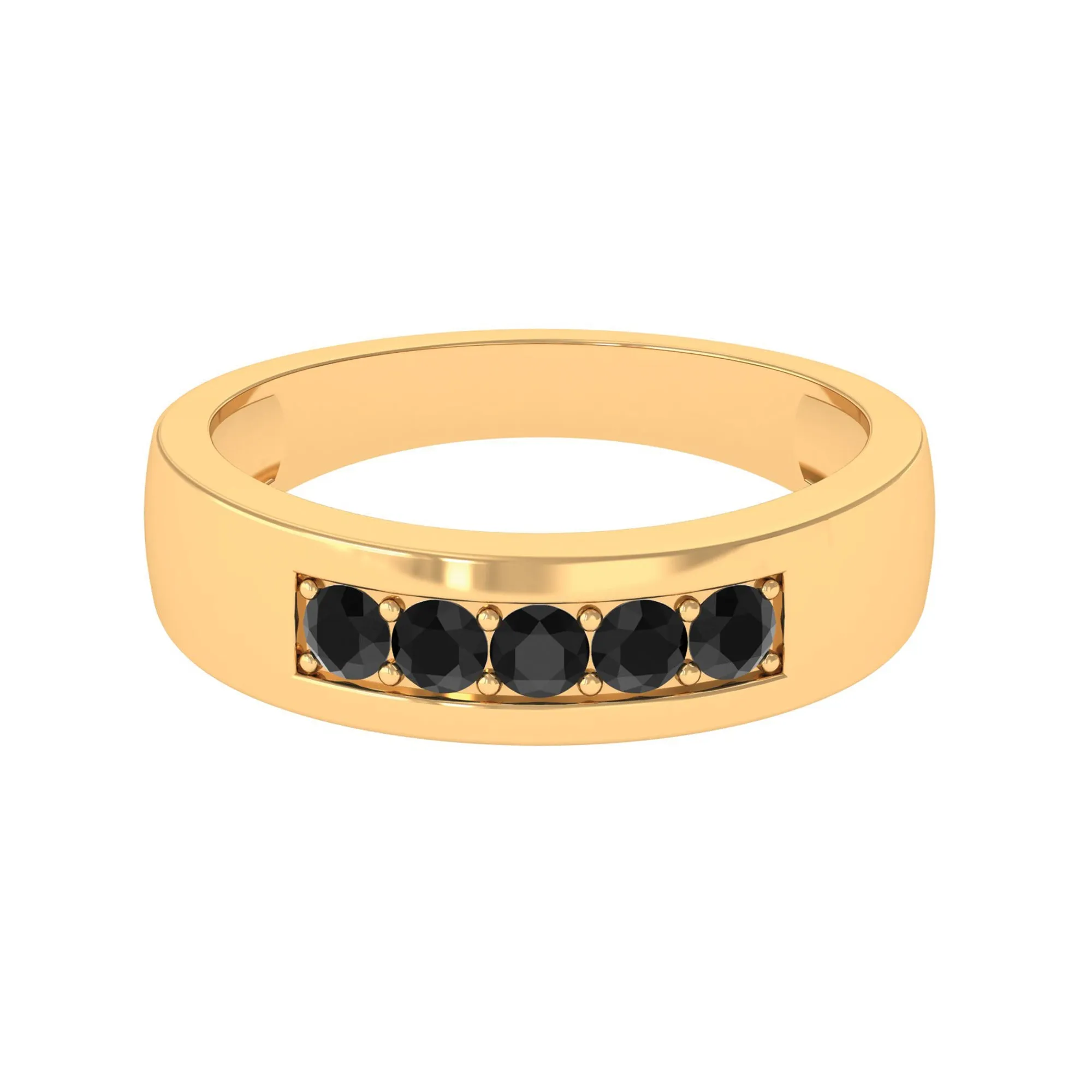 Five Stone Black Diamond Wide Band Ring